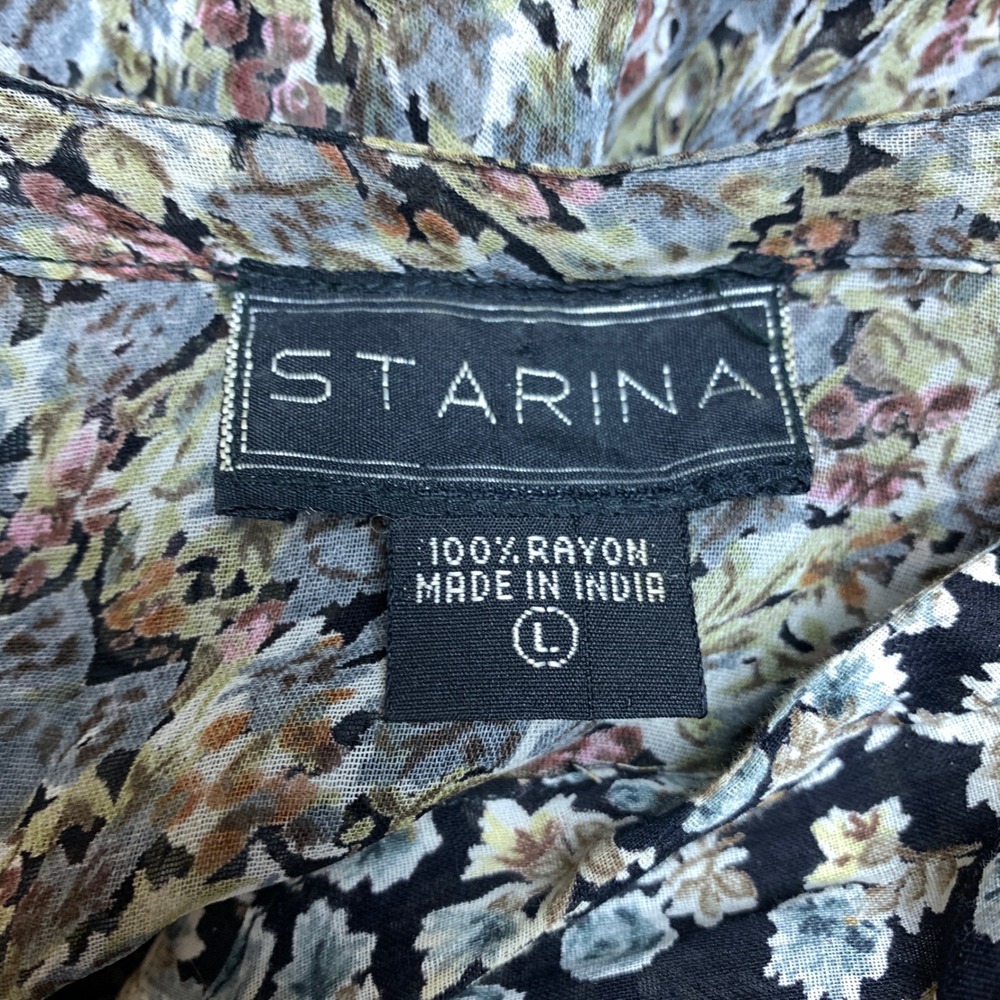 Vtg 90s Starina Maxi Dress Women L Dark Floral Pleated Layered Boho Fairy Grunge - Picture 9 of 14